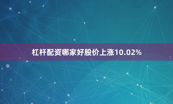 杠杆配资哪家好股价上涨10.02%