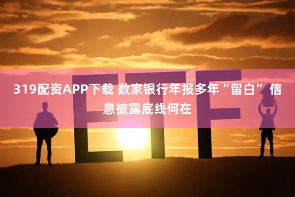 319配资APP下载 数家银行年报多年“留白” 信息披露底线何在